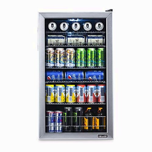 NewAir Beverage Refrigerator Cooler, 126 Cans, 3.4 Cubic Feet, Stainless Steel - AB-1200