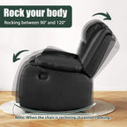 TrumanPick Manual Leather Rocker Recliner Chair, Black
