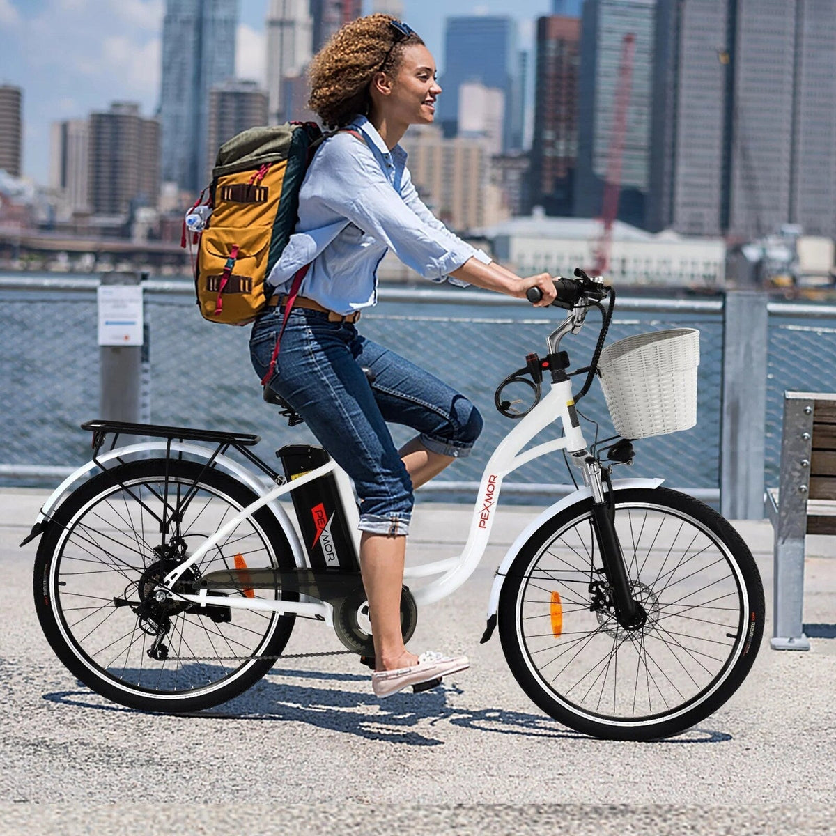 PEXMOR Adult City Commuter Electric Bike 350W Peak 500W 36V 12.5AH 26in Shimano 6-Speed