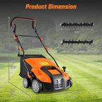 2-In-1 16-Inch 15A Corded Electric Scarifier And Lawn Dethatcher