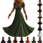 KICILVS Gothic Clothes For Women Black Spiderweb And Spider Print Flowing V Neck Long Maxi Dress Halloween Cosplay Gothic Party Dress