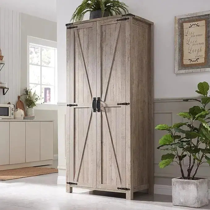 Farmhouse Armoire Cabinet With Adjustable Shelves, 20D x 32W x 72H
