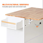 SogesHome Kitchen Island With Hidden Cabinets, Sliding Drawers And Adjustable Shelves
