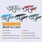 Rectangular Picnic Table, 4ft, Blue, Metal Mesh, Thermoplastic Coated Steel