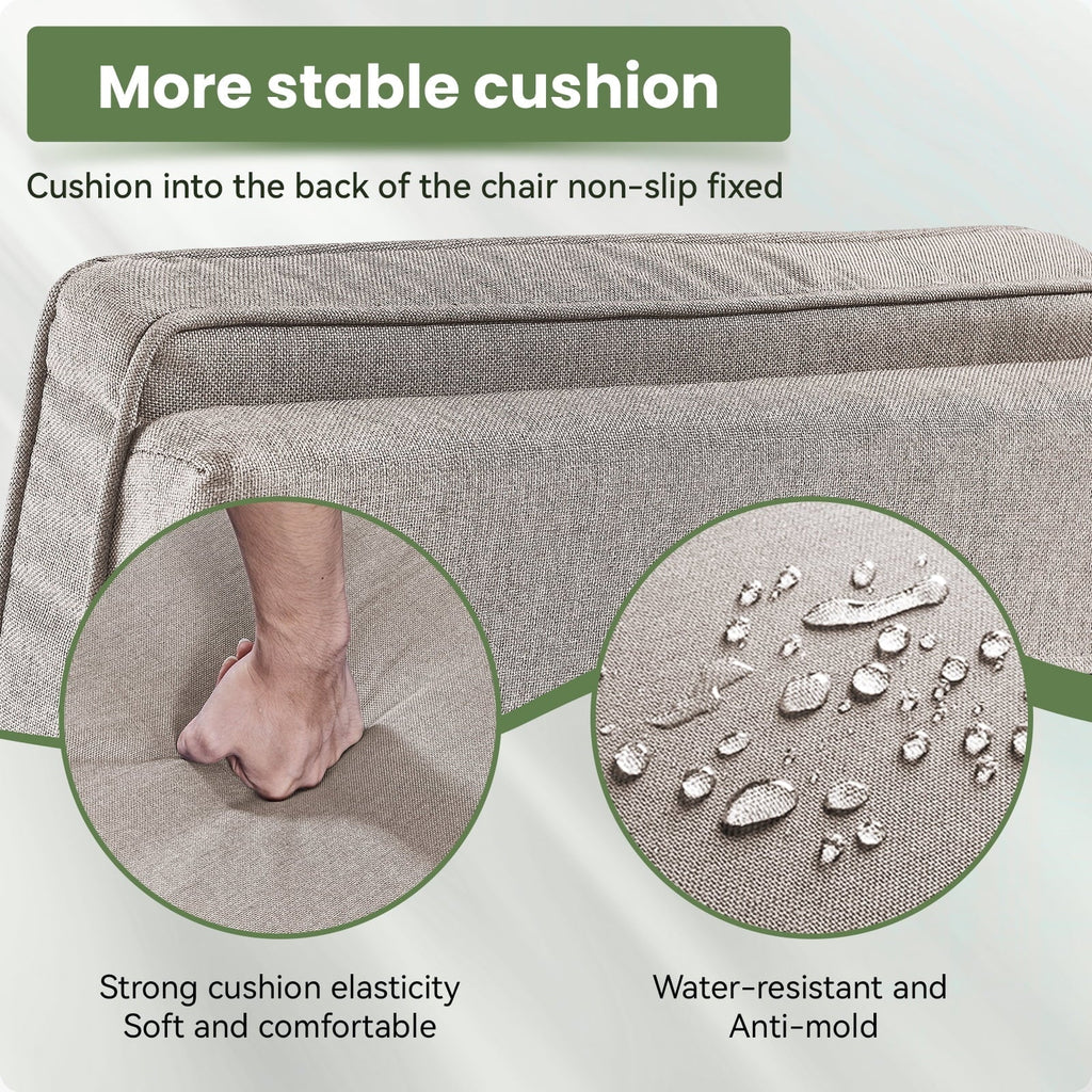 OPOHORO Outdoor Recliner Chair With Cushion, Beige, 1-Pc