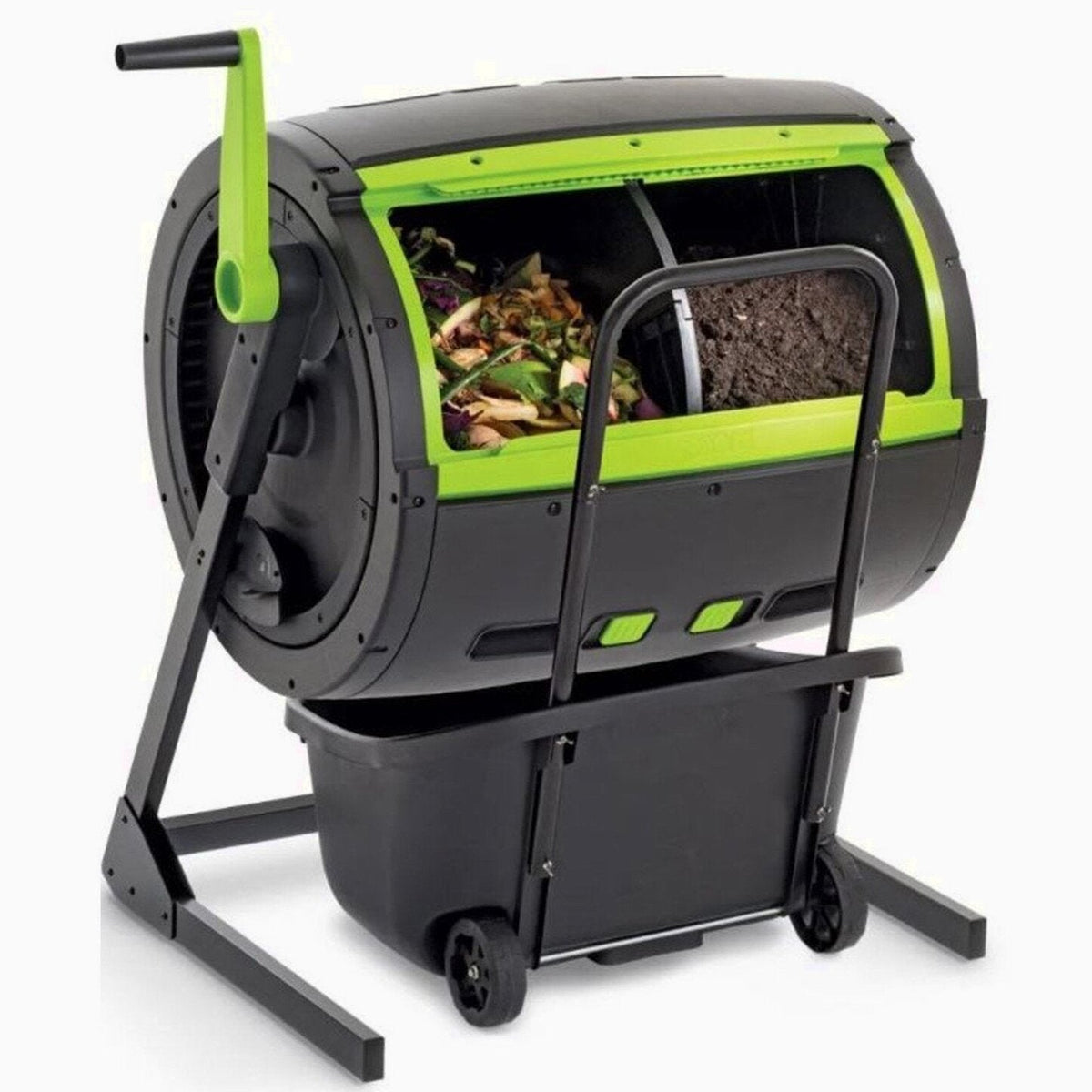 Maze 65-Gallon Compost Tumbler With 12-Gallon Cart, Black - 41.3 x 30 x 45 in