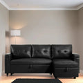 Reversible L-Shaped Sectional Sleeper Sofa With Storage Chaise And Pull-Out Bed