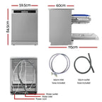 Devanti Freestanding Dishwasher, 60cm Wide, 14-Place Setting, Silver - BDW-14-FS5201G-SS