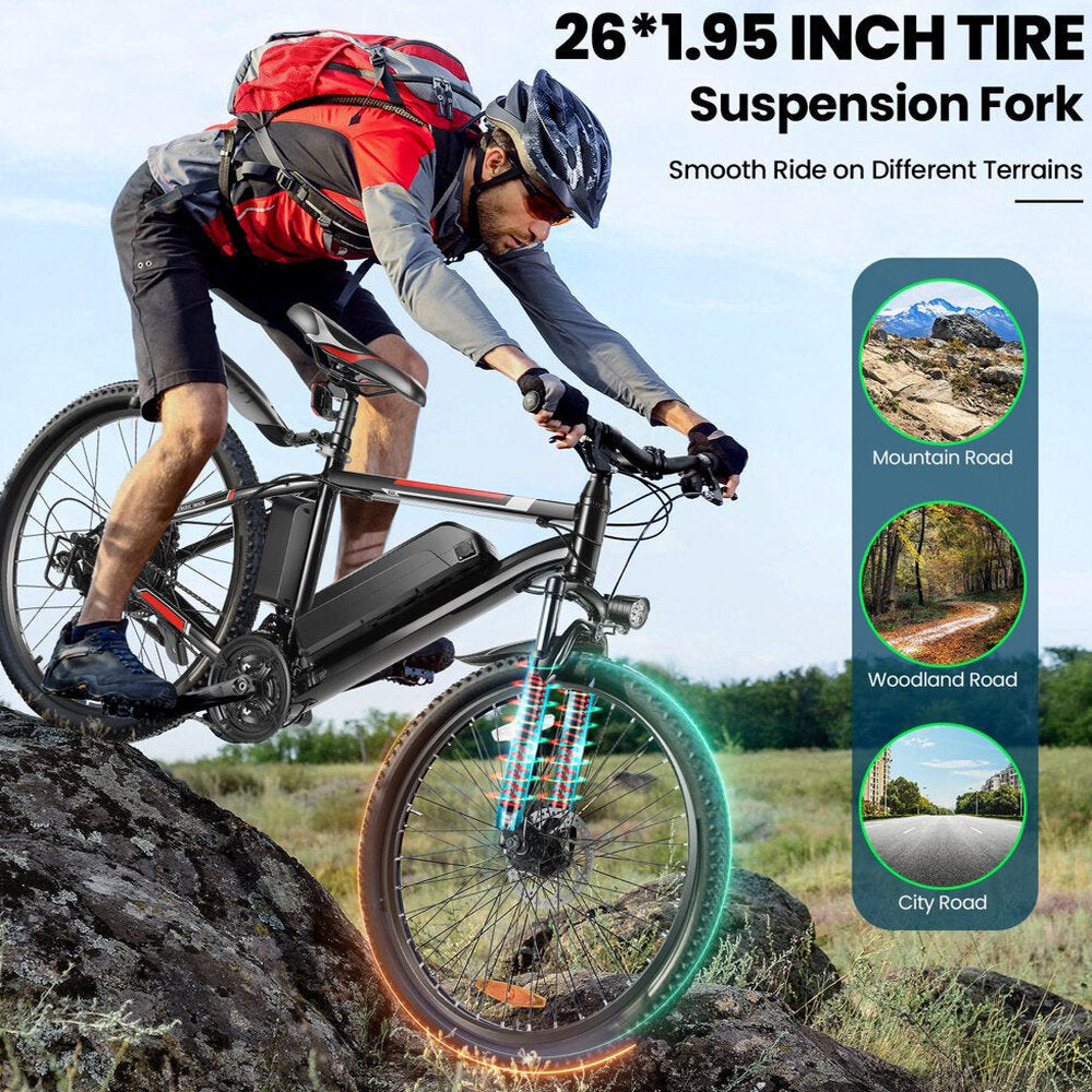 Gocio Adult Electric Mountain Bike 26 inch 500W 48V 7.8AH