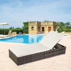 GoDecor Outdoor Wicker Rattan Reclining Sunlounger, Gray