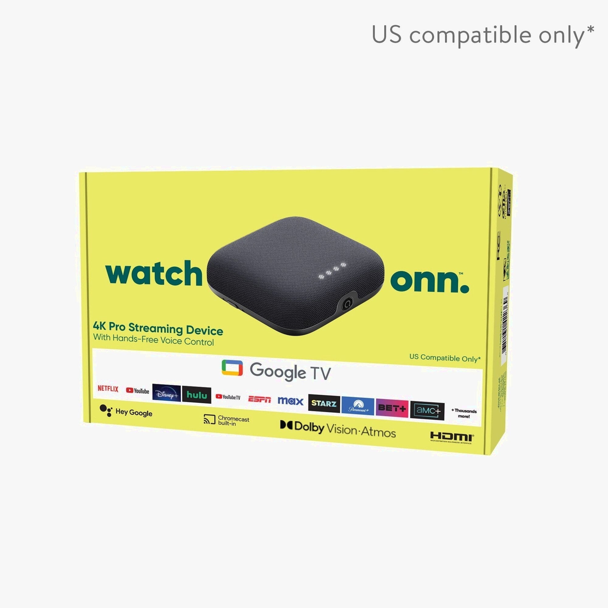 Onn. 4K Pro Streaming Device With Google TV, 4K UHD, Dolby Vision & Atmos, Wi Fi 6