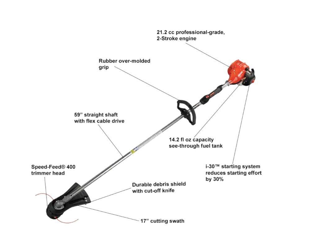 ECHO Straight Shaft Gas Trimmer 21.2 cc 2-Stroke Cycle - SRM-225