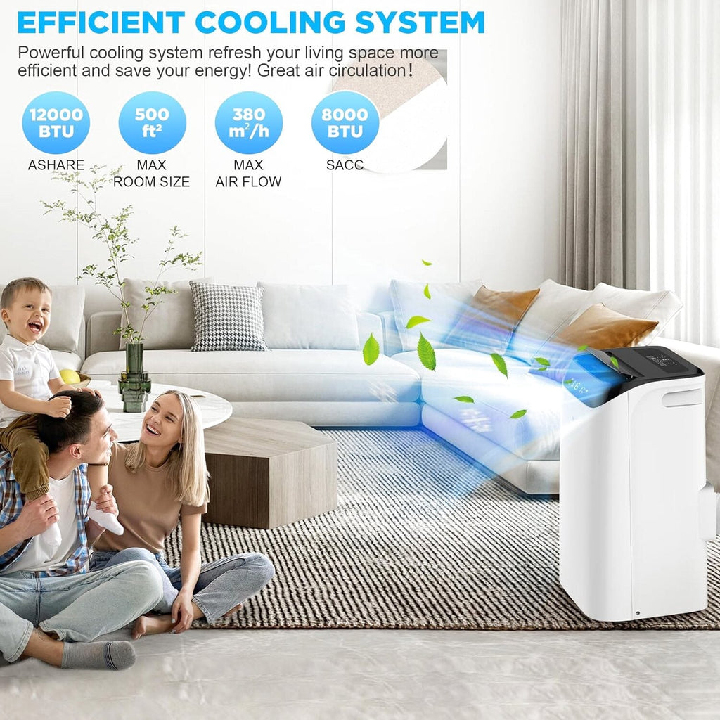 HUMHOLD Portable Air Conditioner 12000 BTU, White, 3-in-1 With Remote - HDPAC-10-A1