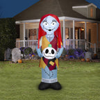 Airblown Halloween Light Sally in Orange Dress with Skull Disney Yard Inflatable 5 ft