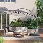 LAUSAINT HOME 11 FT Beige Curvy Cantilever Patio Umbrella With Base
