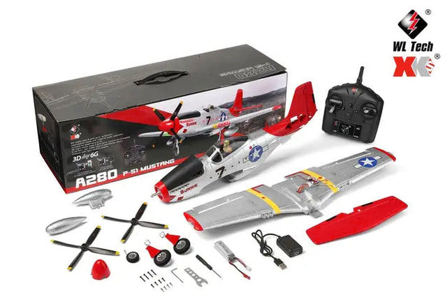 RC Plane 2.4G 4CH 3D6G P51 Fighter 56CM x 49CM - A280