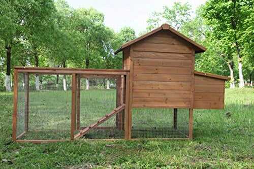Wooden Chicken Coop With Nest Box, 80.7in L x 26in W x 44.5in H