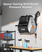 Giraffe Tools Wall Mounted Electric Pressure Washer, 1800W, 2900 PSI, 2.2 GPM, 100 ft Hose, 5 Nozzles