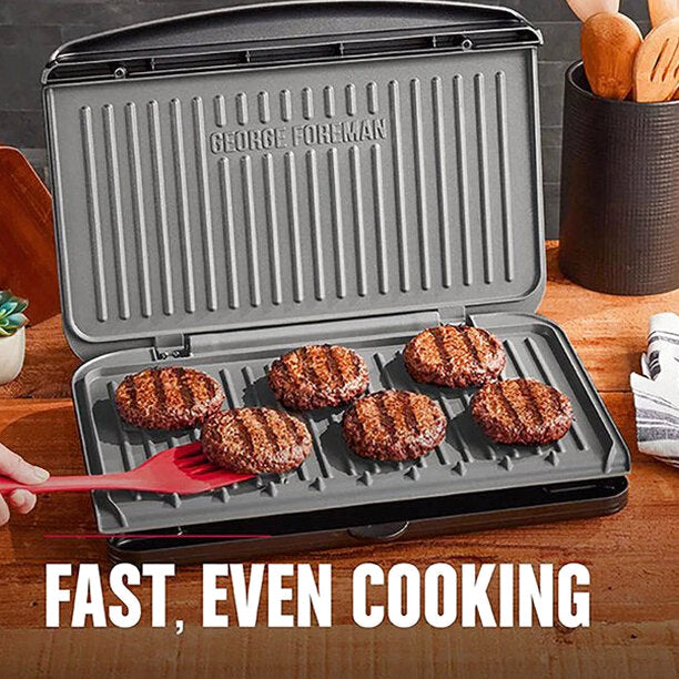 George Foreman 9 Serving Classic Plate Electric Indoor Grill And Panini Press - Gunmetal Grey