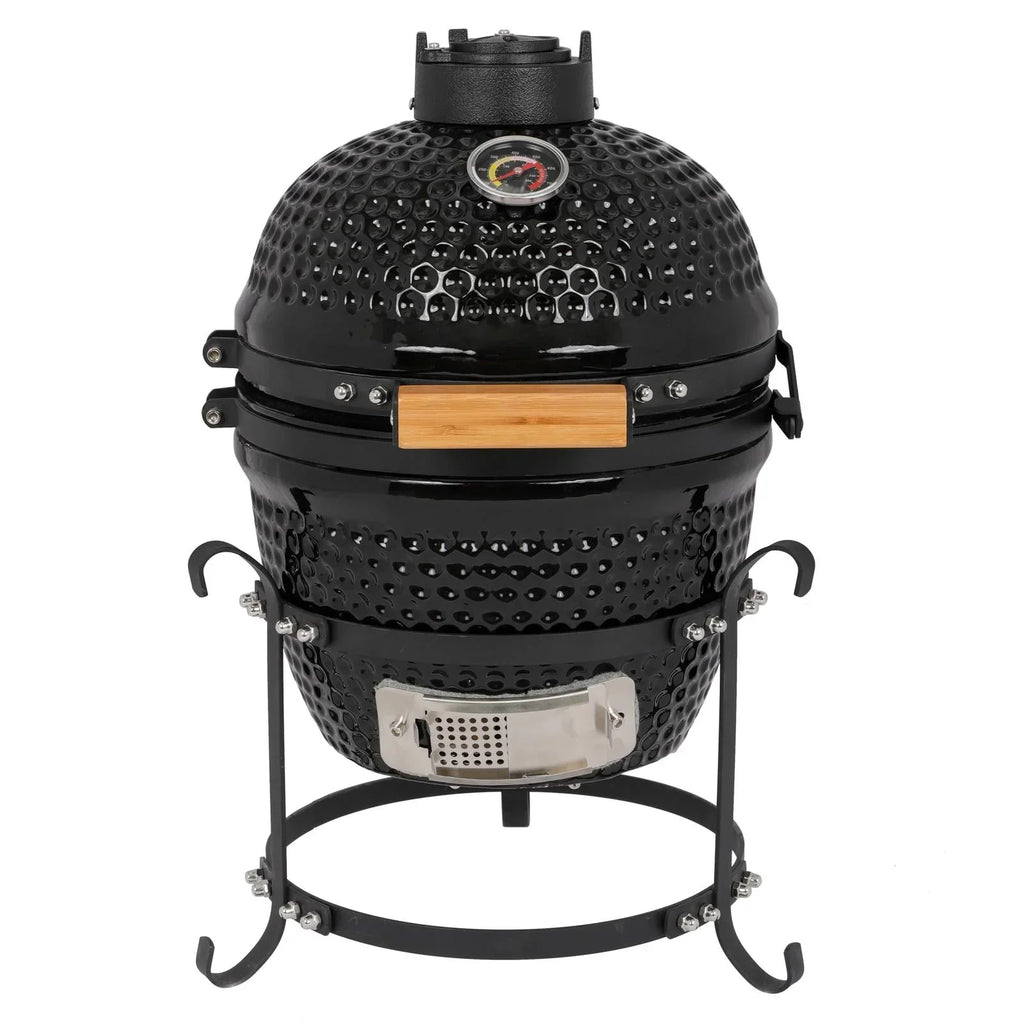 SalonMore 13in Round Ceramic Charcoal Grill - Black
