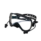 Silicone Large-Frame Swimming Goggles With Cap Set, Black - Clear Lens
