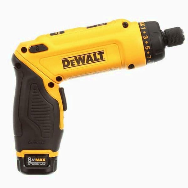 DEWALT 8V MAX Cordless Gyroscopic Screwdriver With Adjustable Handle, (2) 1.0Ah Batteries, Charger, And Bag