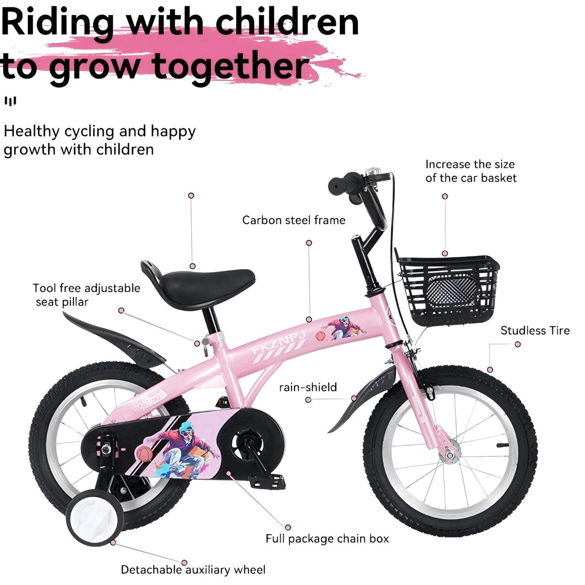 Baprem Girls' Bicycle, 18 Inch, Pink - Single Speed