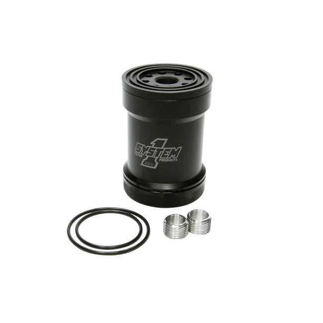 System One Billet Oil Filter With Cast Cap 45 Micron Black
