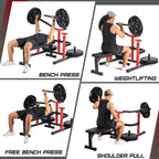 Chest Press Machine With Independent Converging Arms, Adjustable Flat Bench, 1050LBS Capacity, Red