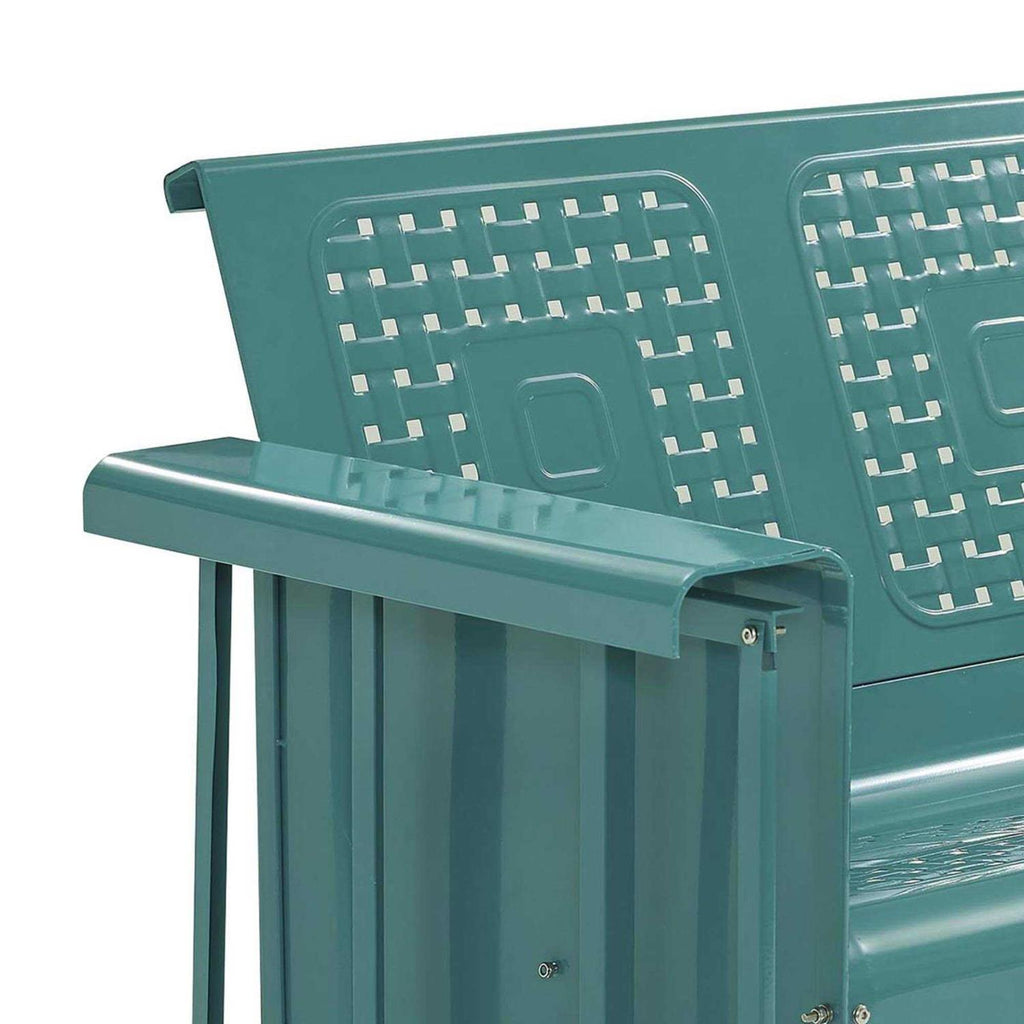 Crosley Outdoor Metal Loveseat Glider, Turquoise, 32.5in H x 48.75in W x 28in D - Bates