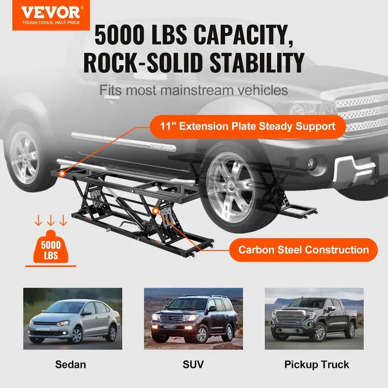 Portable 5000 lb Electric Car Lift System - Automatic Jack For Home Garage Use