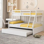 Gymax Twin-Over-Full Bunk Bed With Convertible Twin Trundle - Espresso/White