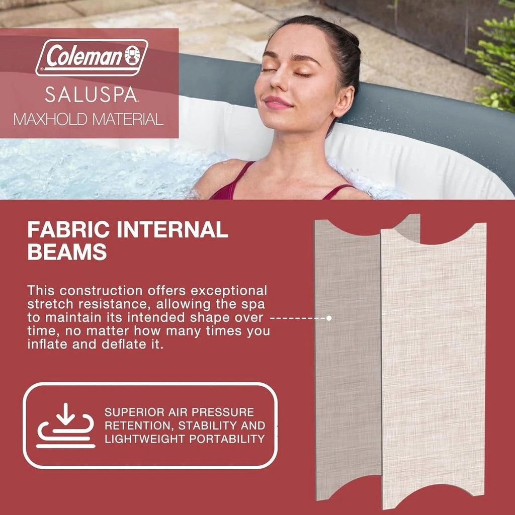 Coleman 4 To 6 Person Square Inflatable Hot Tub With 114 AirJets, Gray - 15442