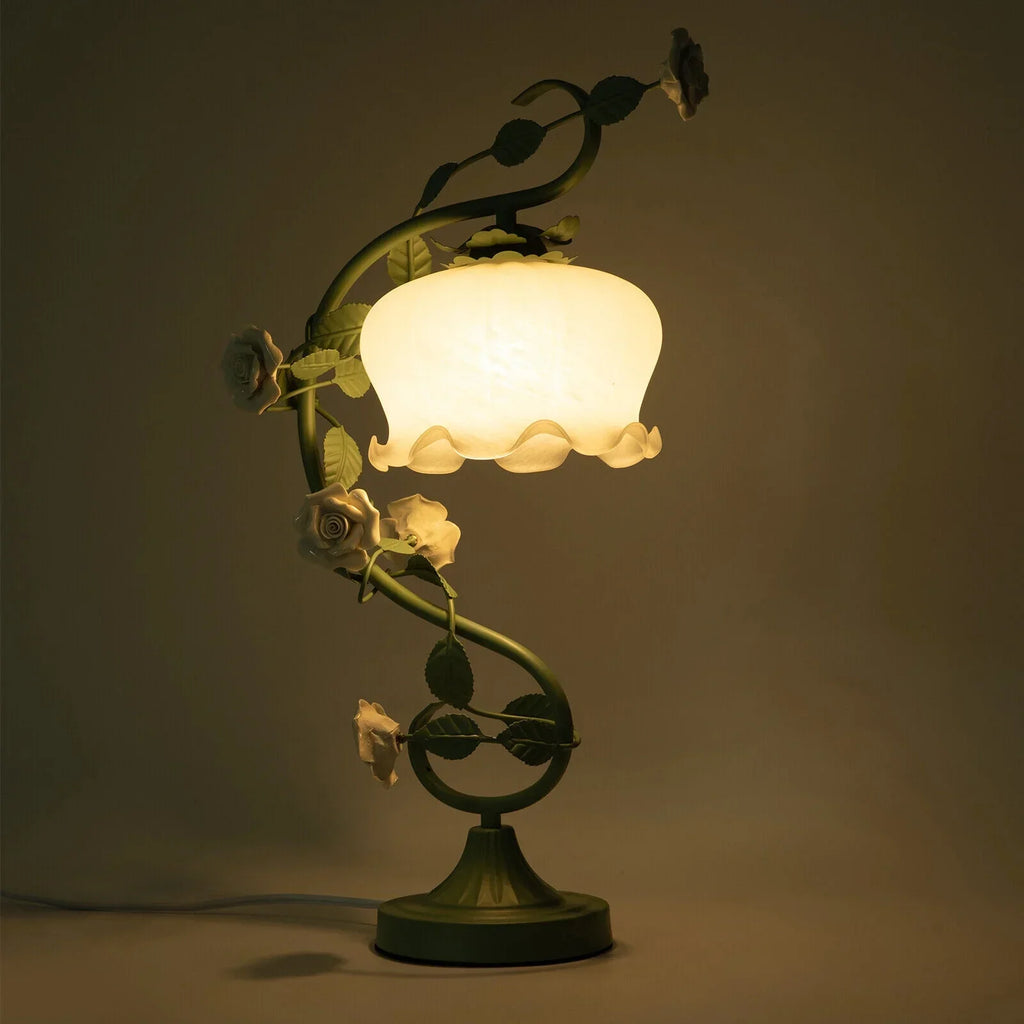 Rose Flower Table Lamp, Green, 60W Max