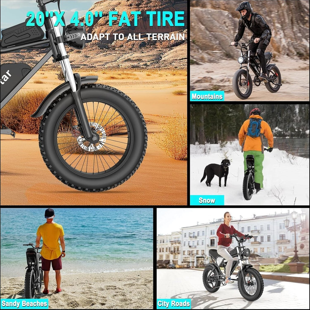 Electric Bike 2000W 52V 30-180 Miles All-Terrain Fat Tire E-Bike - Q20