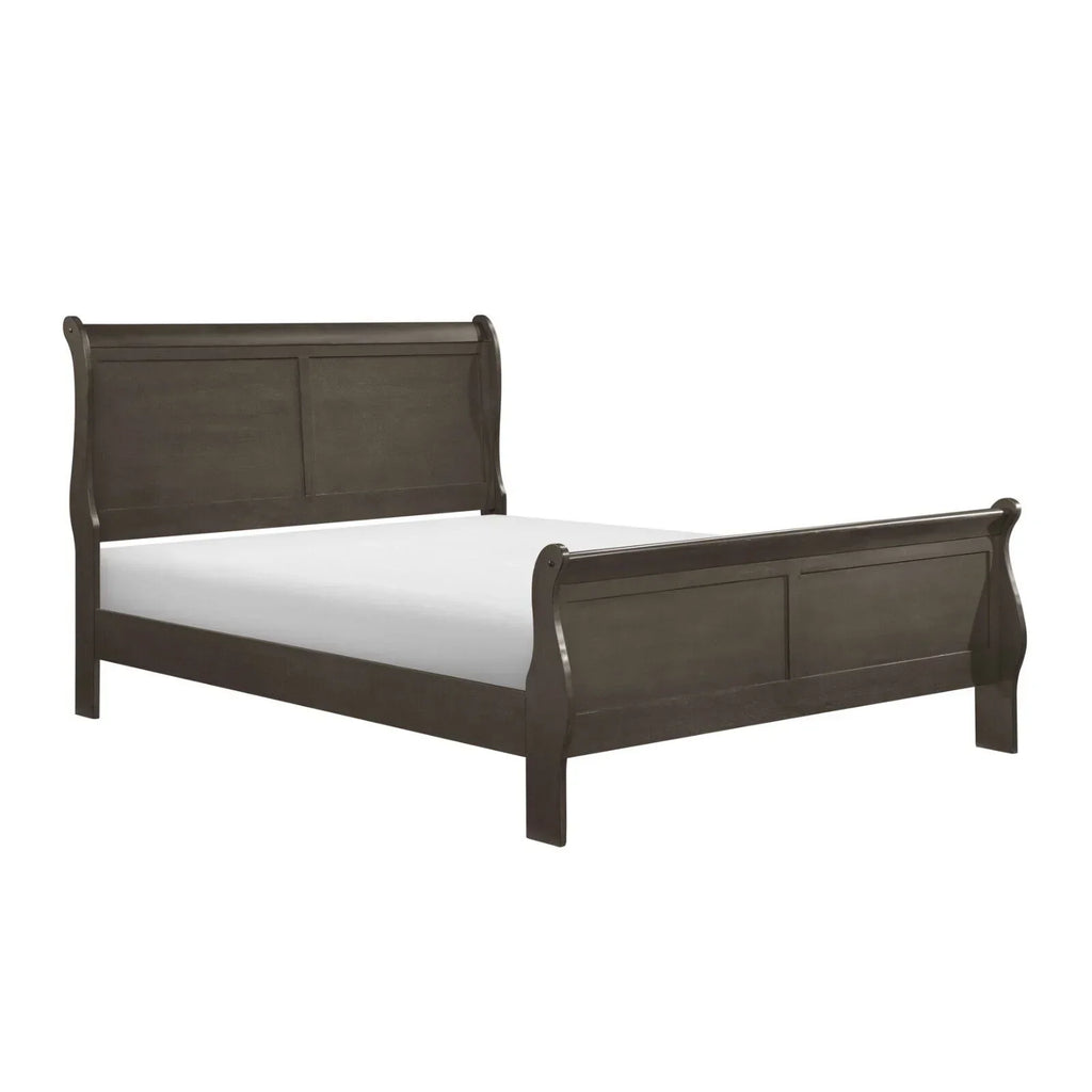 Eastern King Size Sleigh Bed, Stained Gray Finish, 1 Pc
