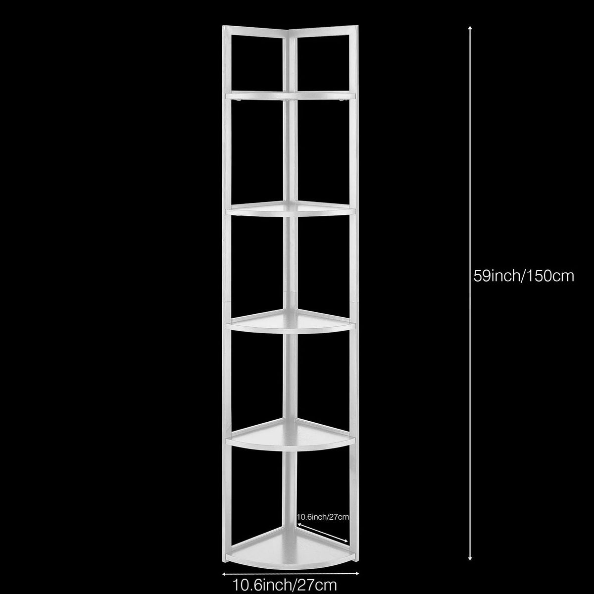 SWAREY 5 Tier Corner Bookcase Plant Stand Storage Shelf White