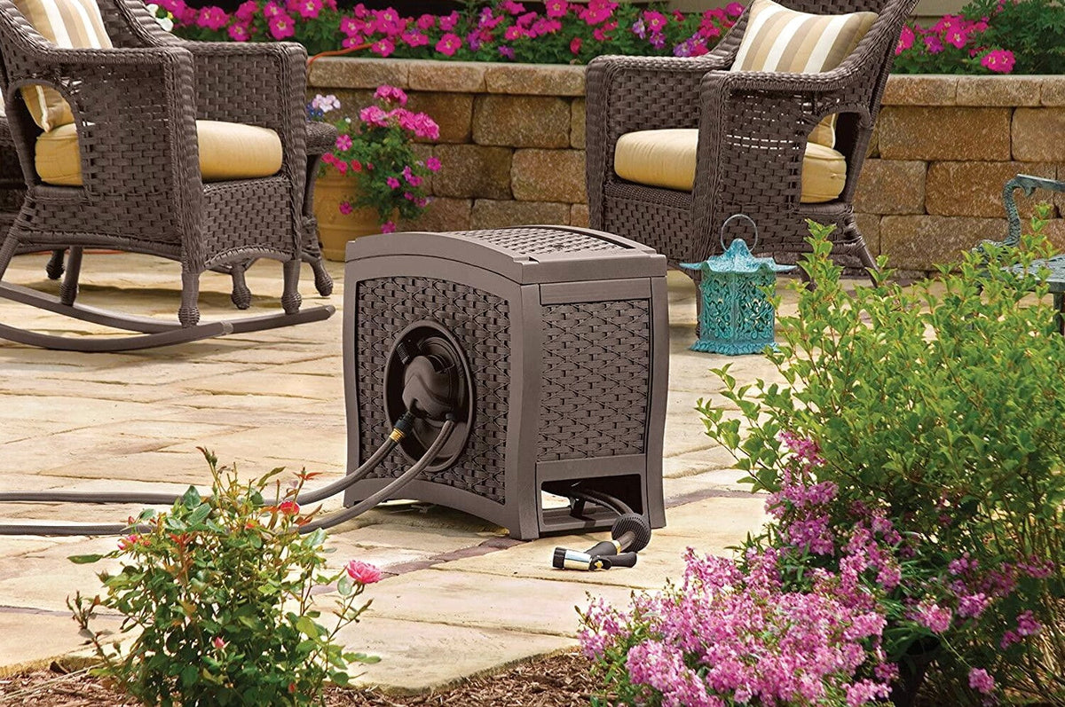 Suncast Aquawinder Wicker Garden Hose Reel - Java