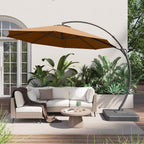 LAUSAINT HOME 11 FT Beige Curvy Cantilever Patio Umbrella With Base