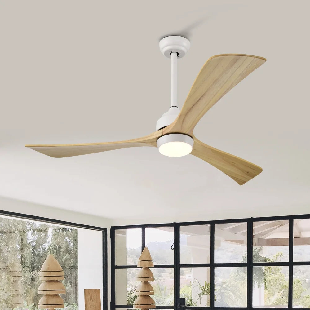 52in 3-Blade Ceiling Fan With Lights, Remote Control, 6 Speeds, Matte Black and Black Walnut