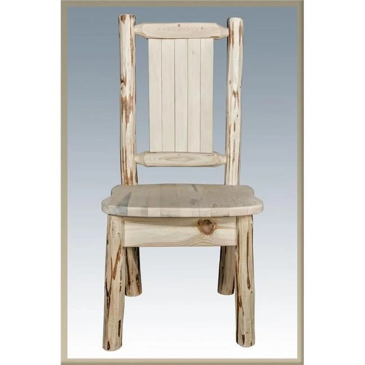 Side Chair With Laser Engraved Pine Tree Design, Clear Lacquer Finish - ZX9MTWW2558