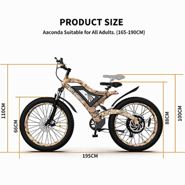 Aostirmotor Electric Mountain Bike, 1500W, 26 Inch Fat Tires, 48V 15Ah Battery, Aluminum Frame