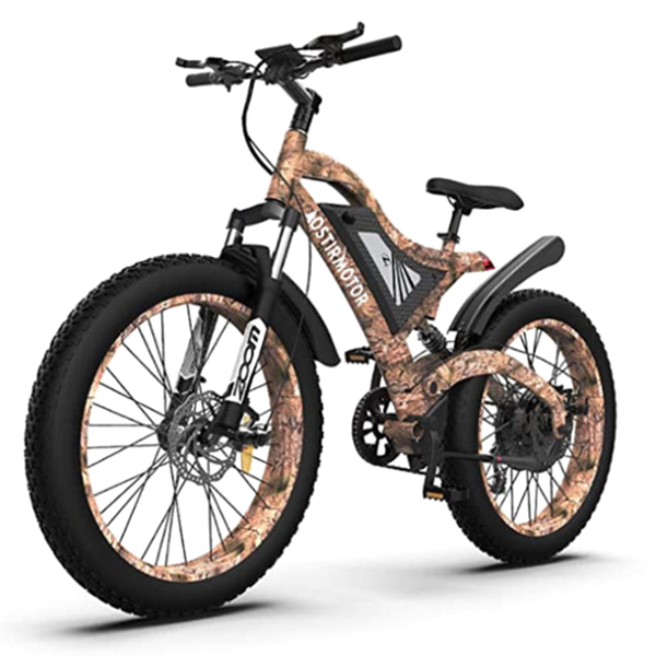 Aostirmotor Electric Mountain Bike, 1500W, 26 Inch Fat Tires, 48V 15Ah Battery, Aluminum Frame