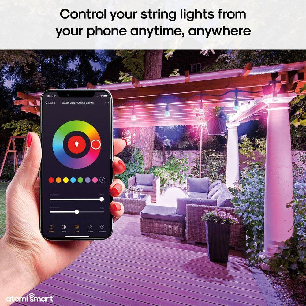 Atomi Smart WiFi Color String Lights, 24ft Waterproof LED - Alexa/Google Compatible