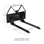 Titan Attachments Pin-On Pallet Fork Frame Attachment With 46in Fork Blades And 2600 LB Load Capacity