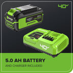 Greenworks 40V HP 18in Chainsaw Kit With 5.0Ah HP Battery And 5A Rapid Charger