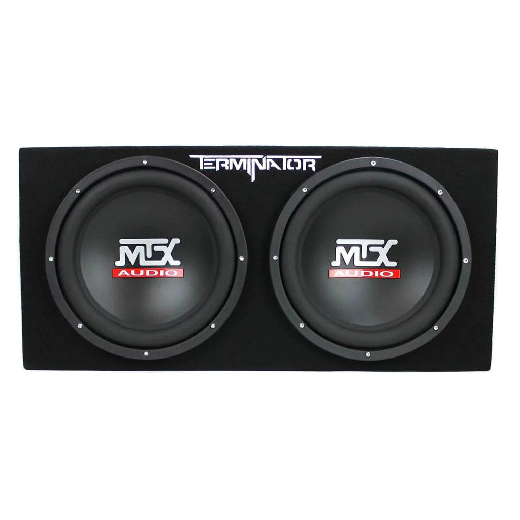 MTX TNE212D 12-Inch Subwoofer Enclosures 2-Pack With Planet Audio AC1500.1 Amplifiers 2-Pack And Soundstorm AKS8 Amp Wire Kit