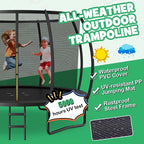 Large Backyard Trampoline With Enclosure Net, Safety Pad And Ladder - 8/10/12 Ft Round