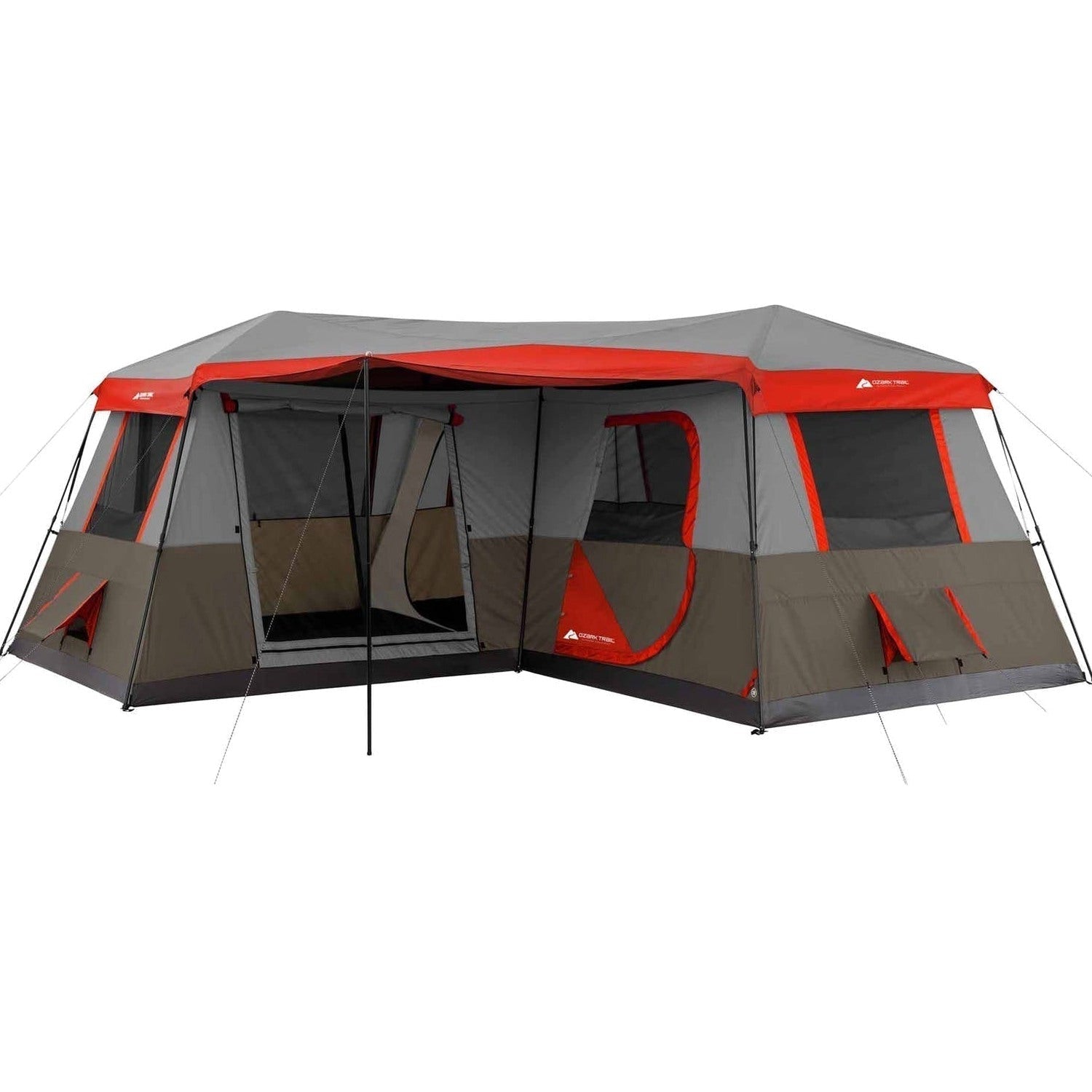 Ozark Trail Instant Cabin Tent, Sleeps 12, 16 ft x 16 ft, Brown/Red - WMT-161682B