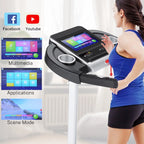 Tikmboex Folding Treadmill, 3.25HP, 10in HD TV Movie Touchscreen, Silver